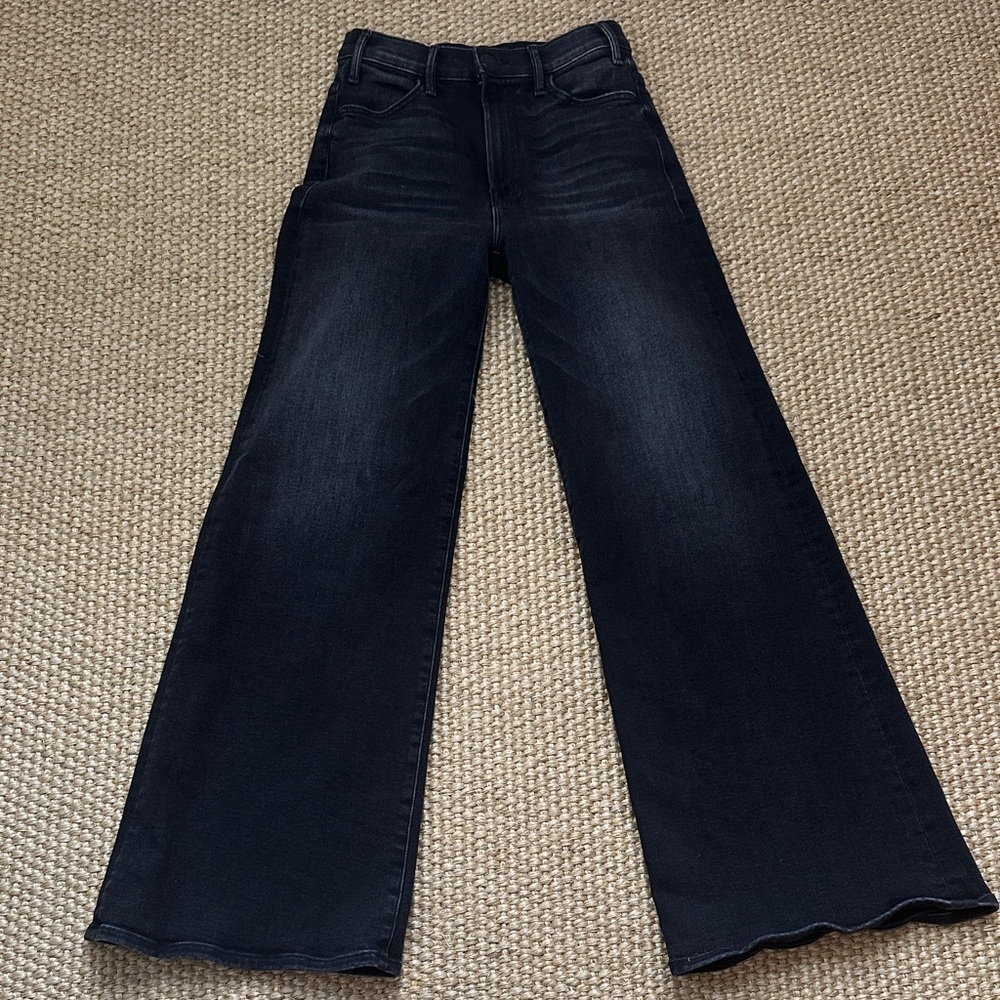 MOTHER - the Hustler Roller Sneak faded black Wide-Leg Jeans size 26